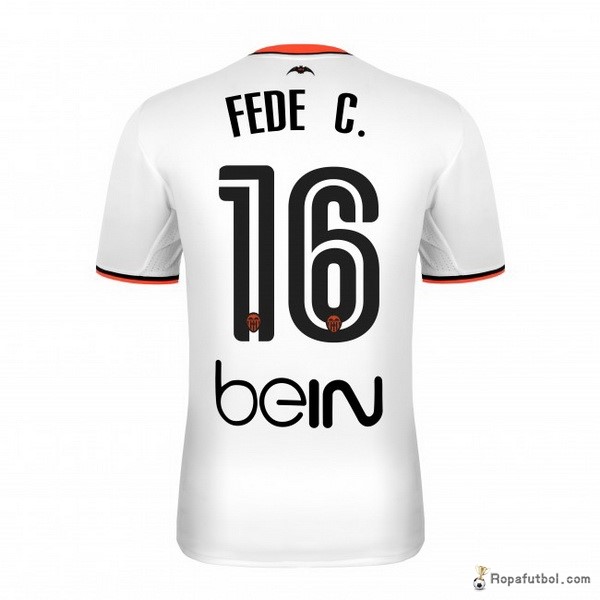 Camiseta Valencia Replica Primera Ropa Fede 2016/17 Blanco